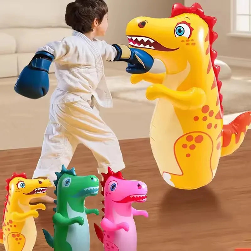 Kids Tumbler Inflatable Standing Punching Boxing Bag Air Stuffed Dinosaur Children Beach Activity Supply Family Party Toy