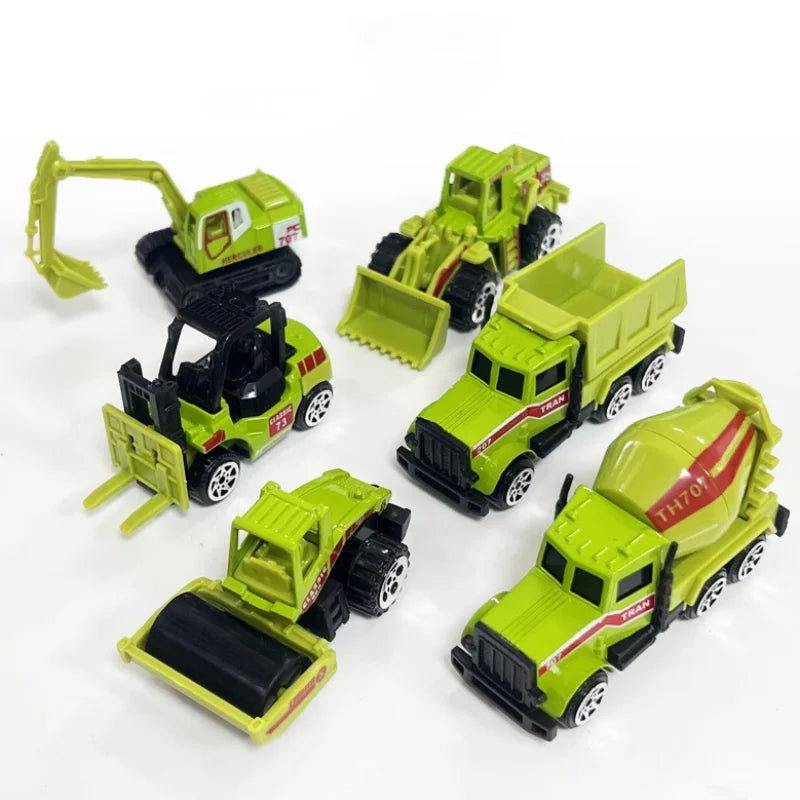 New Remote Control Engineering Vehicle Crawler 6Pcs/Set Alloy Tractor Excavator Truck 1:64 Mini Car For Boys Kids Toy Gifts