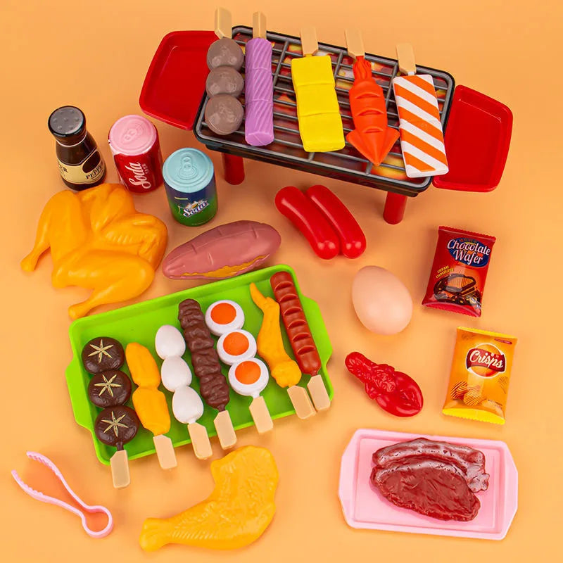 Baby Montessori Dress Up Kitchen Toys BBQ Set Kids Simulated Cookware Cooking Simulated Food Cosplay Educational Gift Puzzle Toy