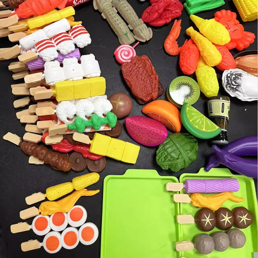 Baby Montessori Dress Up Kitchen Toys BBQ Set Kids Simulated Cookware Cooking Simulated Food Cosplay Educational Gift Puzzle Toy