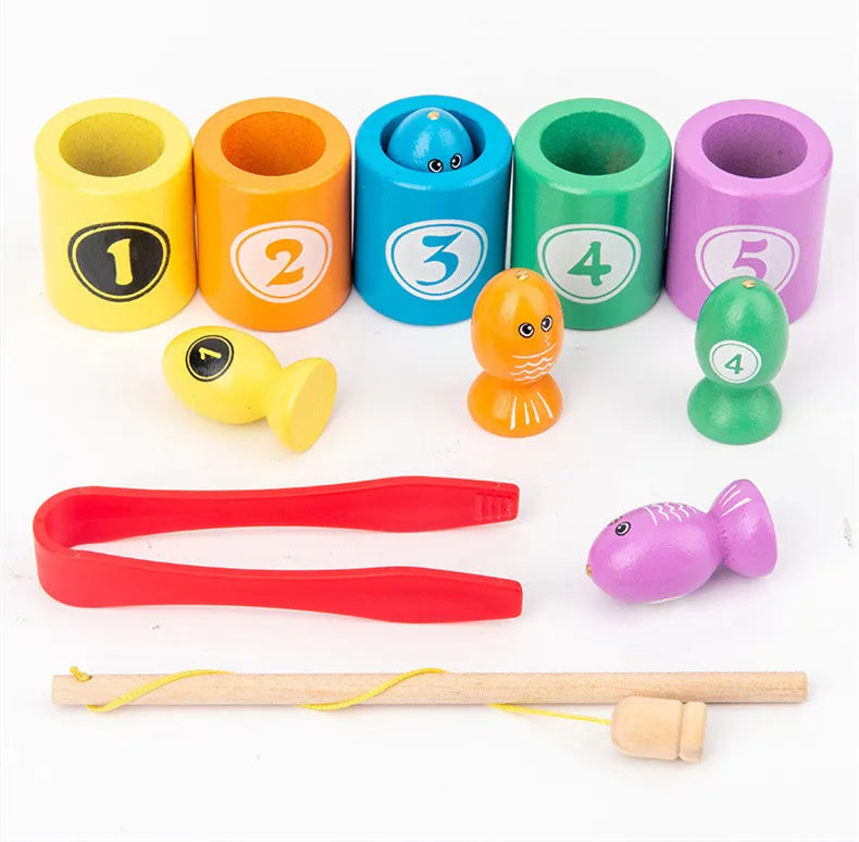 Magnetic Fishing Game Digital Color Cognition Wooden Toys For Children Montessori Early Learning Educational Game