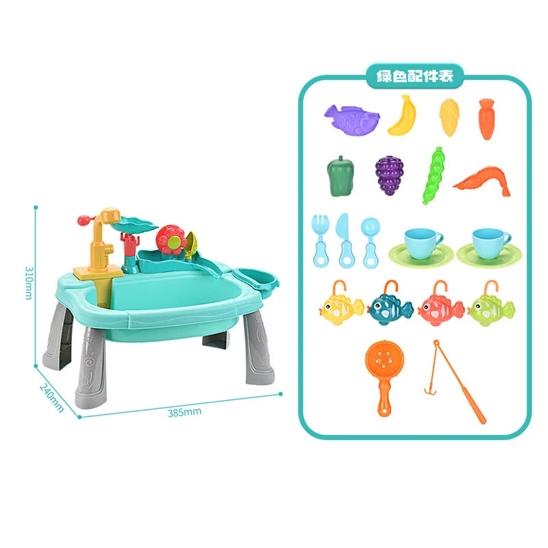 Kids Kitchen Sink Toys Tap Water Electric Faucet Dishwasher Toy Pretend Play Food Floating Fishing Toy Role Playing Girls Gift