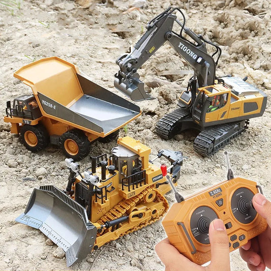 Remote Control Excavator Bulldozer Dump Truck Rc Car Toys Electric Engineering 2.4g High-Tech Vehicle Model Toys For Kids Gifts