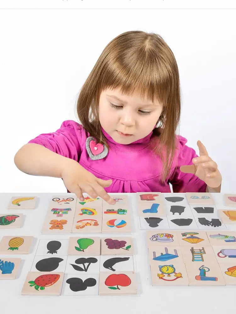 Kids Wooden Toy Learning Animal Fruit Find Shadow Matching Jigsaw Puzzle Game Baby Montessori Educational Toys for Children