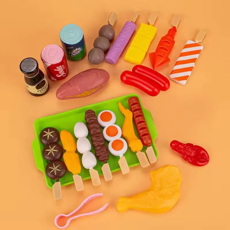 Baby Montessori Dress Up Kitchen Toys BBQ Set Kids Simulated Cookware Cooking Simulated Food Cosplay Educational Gift Puzzle Toy