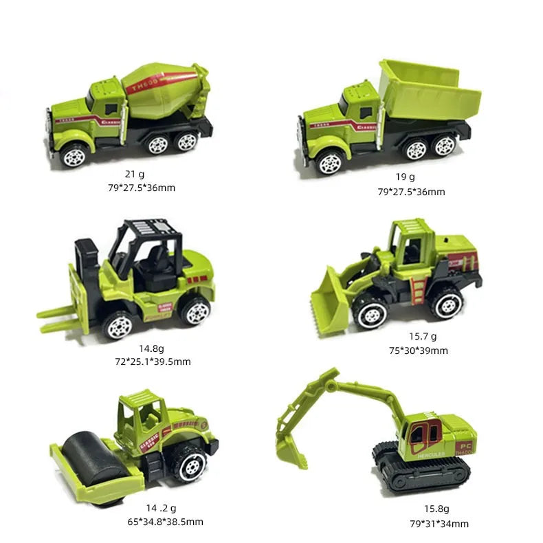 New Remote Control Engineering Vehicle Crawler 6Pcs/Set Alloy Tractor Excavator Truck 1:64 Mini Car For Boys Kids Toy Gifts