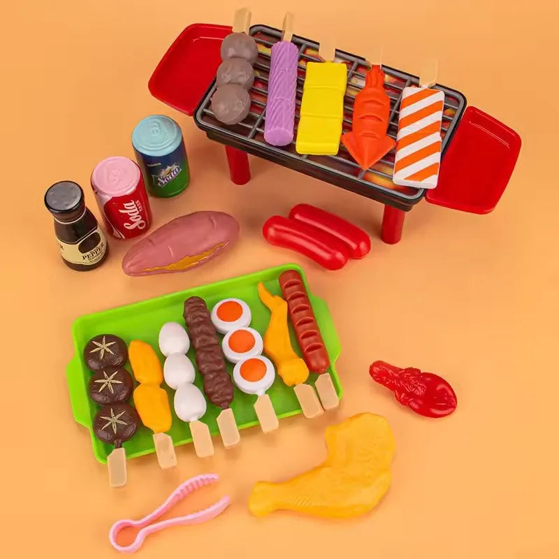 Baby Montessori Dress Up Kitchen Toys BBQ Set Kids Simulated Cookware Cooking Simulated Food Cosplay Educational Gift Puzzle Toy