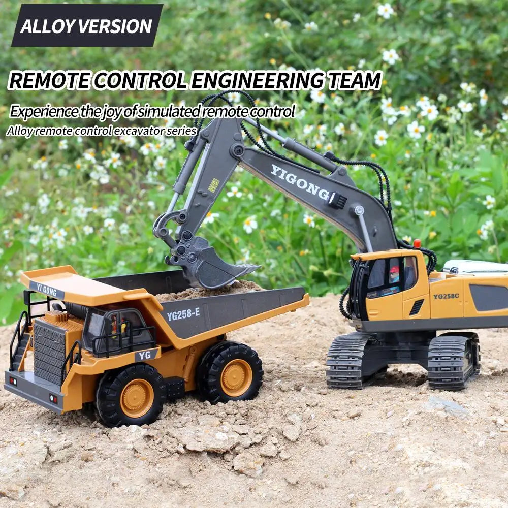 Remote Control Excavator Bulldozer Dump Truck Rc Car Toys Electric Engineering 2.4g High-Tech Vehicle Model Toys For Kids Gifts