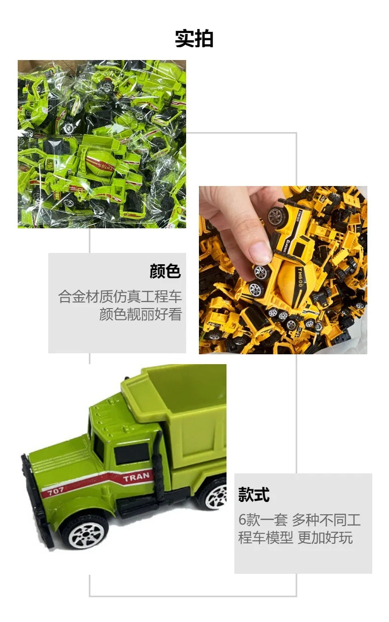 New Remote Control Engineering Vehicle Crawler 6Pcs/Set Alloy Tractor Excavator Truck 1:64 Mini Car For Boys Kids Toy Gifts