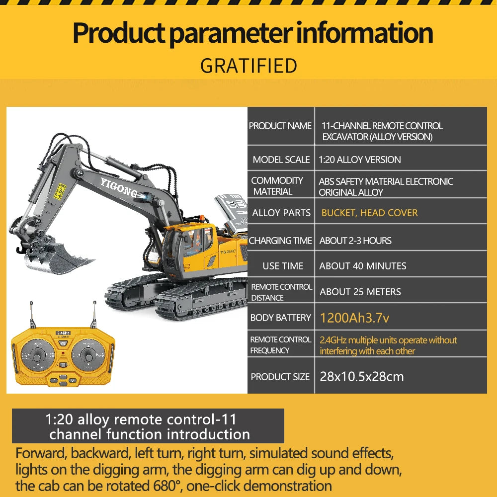 Remote Control Excavator Bulldozer Dump Truck Rc Car Toys Electric Engineering 2.4g High-Tech Vehicle Model Toys For Kids Gifts