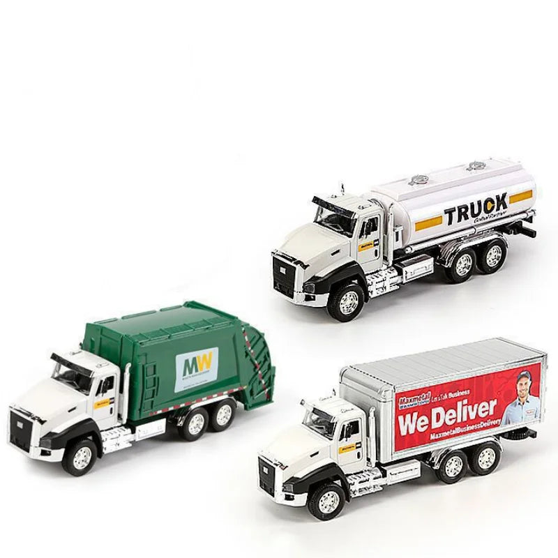 Kids 1:50 Alloy Truck Model Engineering Vehicle Excavator Bulldozer Head Dumper Truck Crane Tanker Toys Boys Radio Control Gift