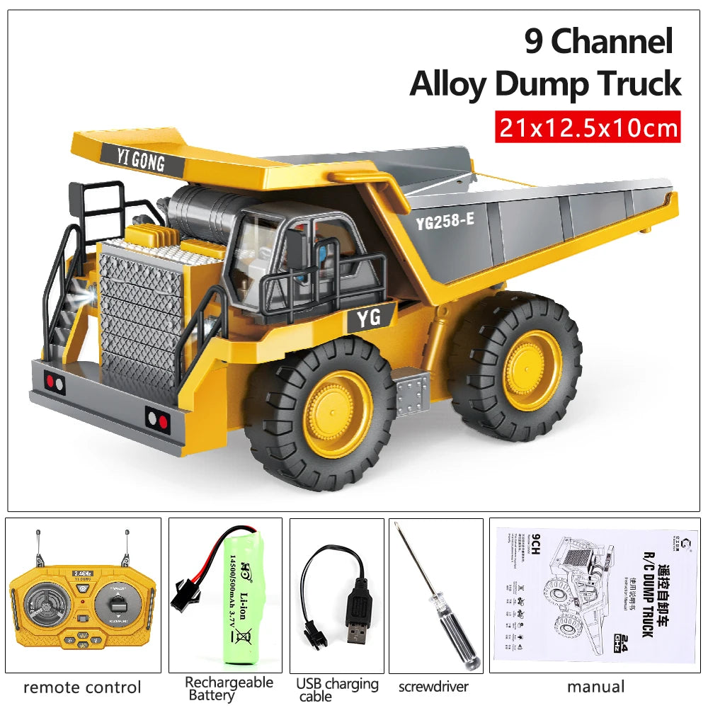 Remote Control Excavator Bulldozer Dump Truck Rc Car Toys Electric Engineering 2.4g High-Tech Vehicle Model Toys For Kids Gifts