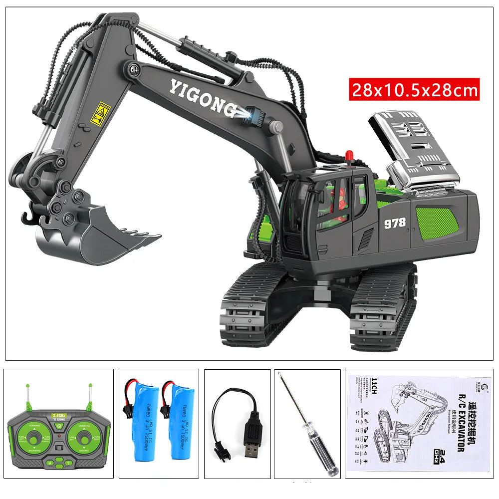 Remote Control Excavator Bulldozer Dump Truck Rc Car Toys Electric Engineering 2.4g High-Tech Vehicle Model Toys For Kids Gifts