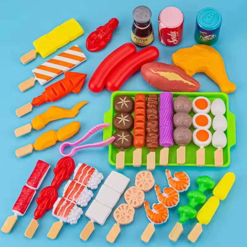 Baby Montessori Dress Up Kitchen Toys BBQ Set Kids Simulated Cookware Cooking Simulated Food Cosplay Educational Gift Puzzle Toy