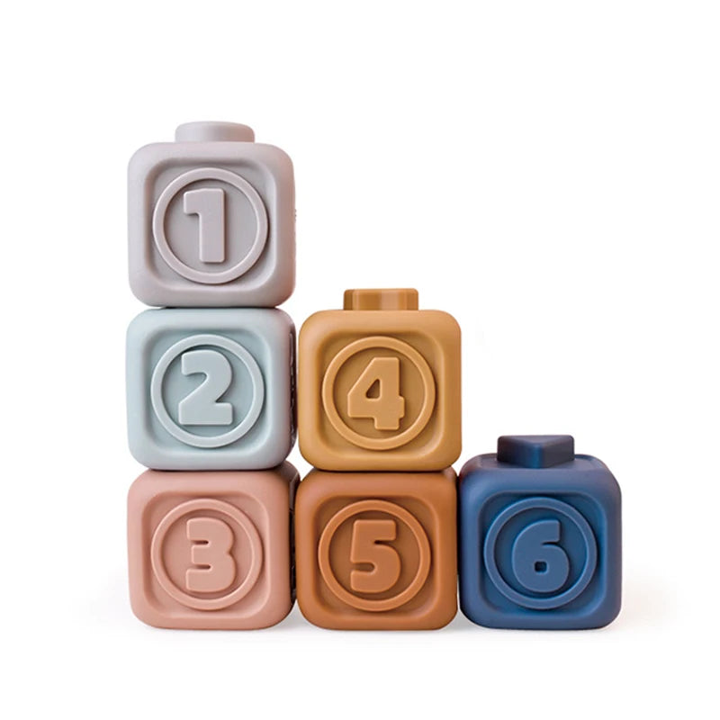 Baby Montessori Silicone Building Blocks Koala Squeeze Stacker & Teething Toys Intellectual Enlightenment Early 3D Puzzle Toys