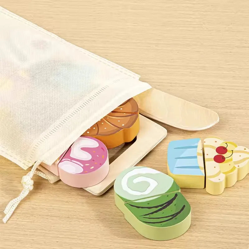 Wooden Montessori Simulation Kitchen Pretend Toy Kid Classic Game Education Cutting Fruit Food Velcro Set Housework Gift