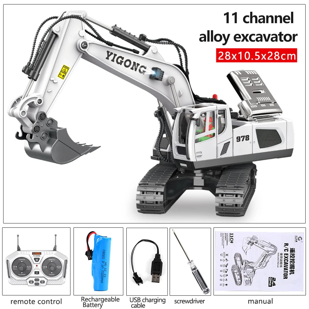 Remote Control Excavator Bulldozer Dump Truck Rc Car Toys Electric Engineering 2.4g High-Tech Vehicle Model Toys For Kids Gifts