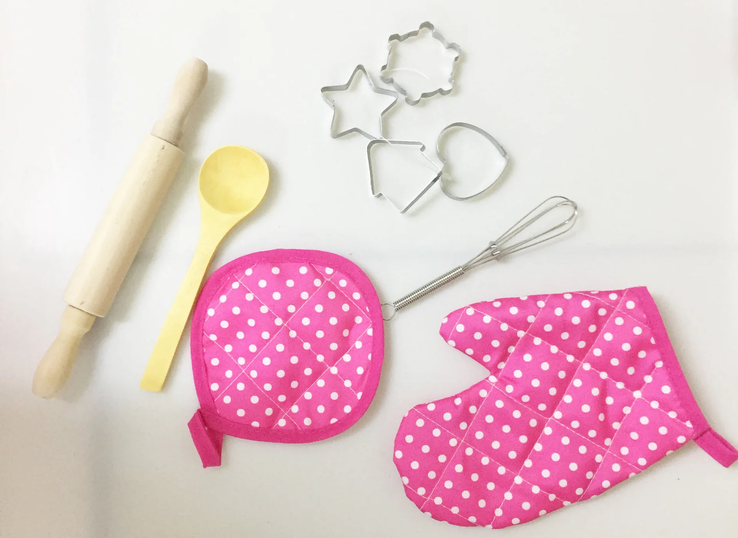 Apron for Little Girls Kids Cooking Baking Set Chef Hat Mitt & Utensil for Toddler Play House Toys Chef Costume Role Play