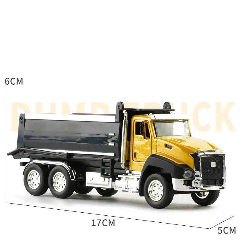 Kids 1:50 Alloy Truck Model Engineering Vehicle Excavator Bulldozer Head Dumper Truck Crane Tanker Toys Boys Radio Control Gift