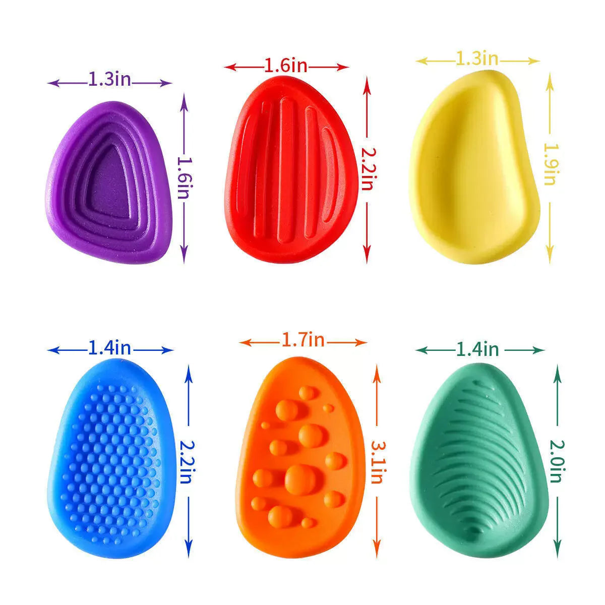 6Pcs Fidget Stress Toys Adults Sensory Silicone Stone Textured for Autism Kids Calming Down Social Emotional Relief Toy
