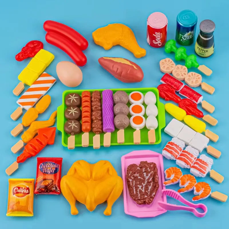 Baby Montessori Dress Up Kitchen Toys BBQ Set Kids Simulated Cookware Cooking Simulated Food Cosplay Educational Gift Puzzle Toy