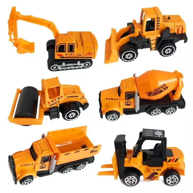 New Remote Control Engineering Vehicle Crawler 6Pcs/Set Alloy Tractor Excavator Truck 1:64 Mini Car For Boys Kids Toy Gifts