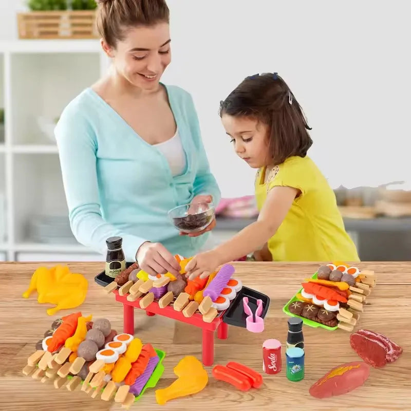Baby Montessori Dress Up Kitchen Toys BBQ Set Kids Simulated Cookware Cooking Simulated Food Cosplay Educational Gift Puzzle Toy