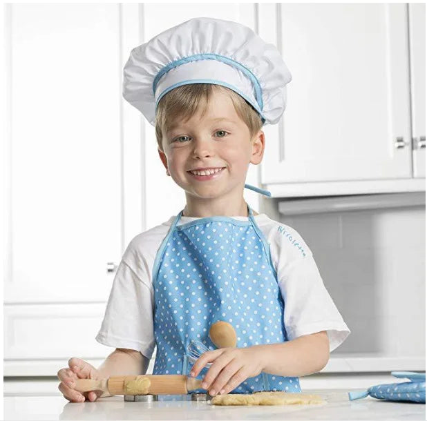 Apron for Little Girls Kids Cooking Baking Set Chef Hat Mitt & Utensil for Toddler Play House Toys Chef Costume Role Play