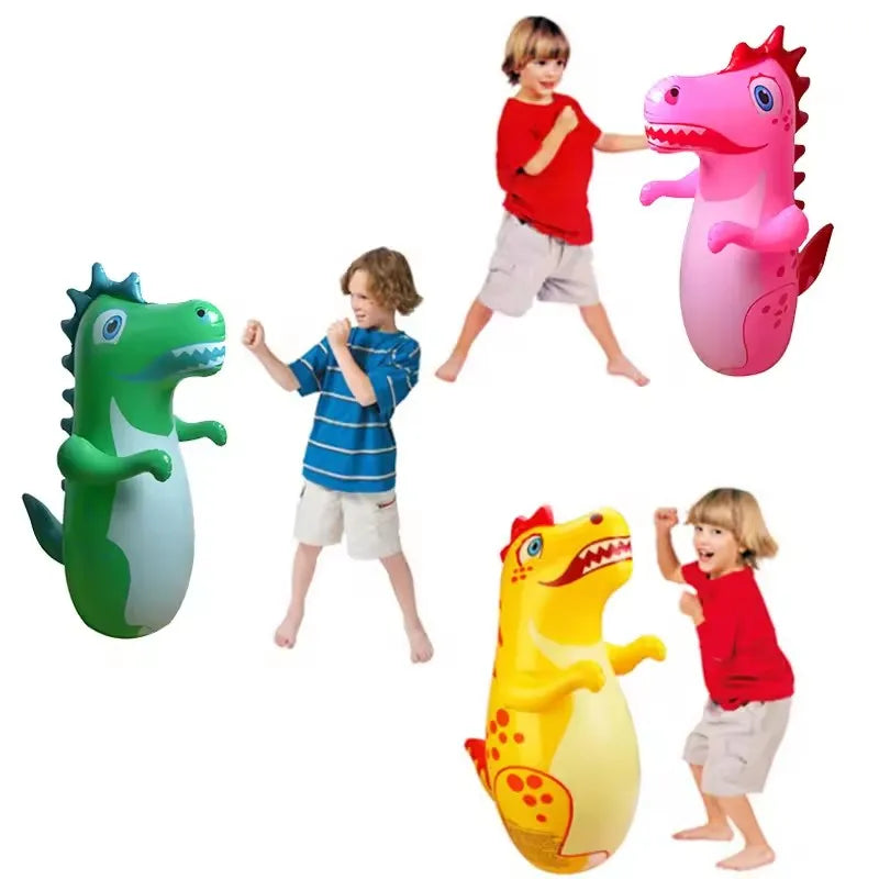 Kids Tumbler Inflatable Standing Punching Boxing Bag Air Stuffed Dinosaur Children Beach Activity Supply Family Party Toy