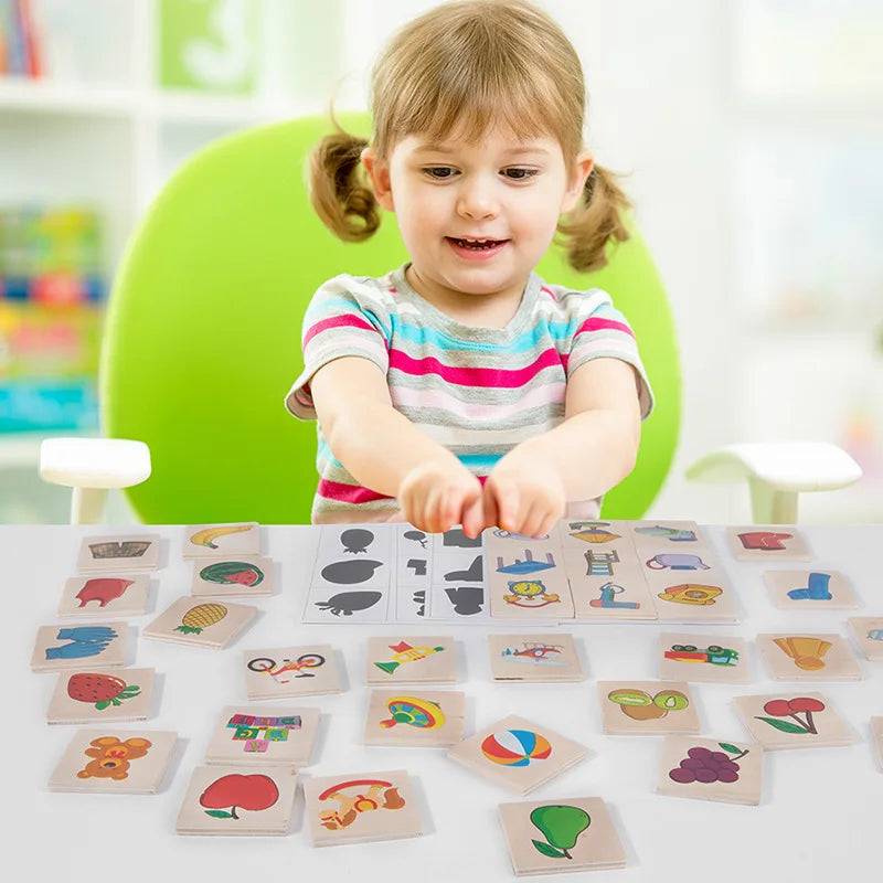 Kids Wooden Toy Learning Animal Fruit Find Shadow Matching Jigsaw Puzzle Game Baby Montessori Educational Toys for Children