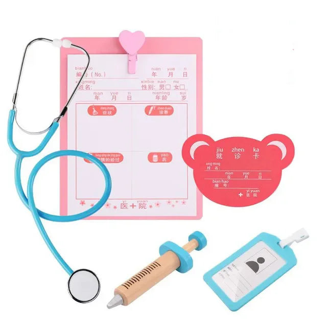 Wooden Kids Pretend Doctor Nurse Game Toys Set Cosplay Simulation Dentist Accessories Tools Children Role Play Doctor Toys Gifts