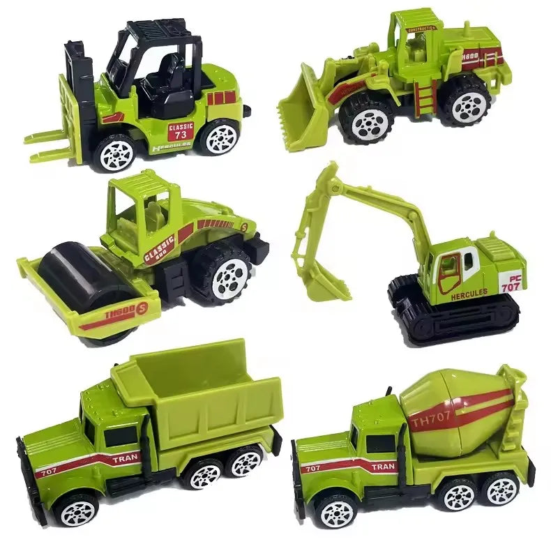 New Remote Control Engineering Vehicle Crawler 6Pcs/Set Alloy Tractor Excavator Truck 1:64 Mini Car For Boys Kids Toy Gifts