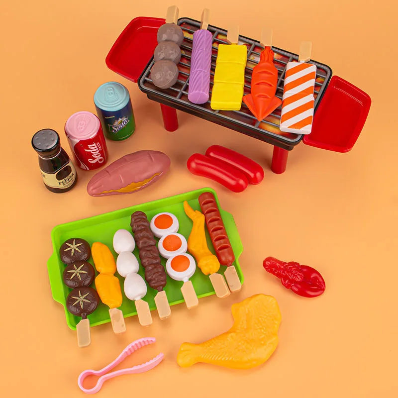 Baby Montessori Dress Up Kitchen Toys BBQ Set Kids Simulated Cookware Cooking Simulated Food Cosplay Educational Gift Puzzle Toy