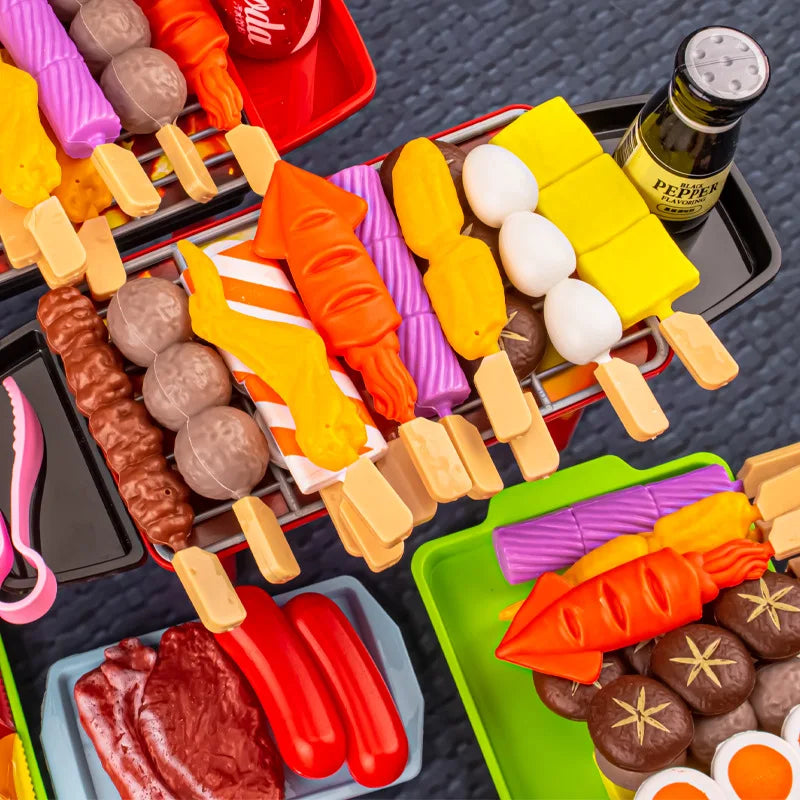 Baby Montessori Dress Up Kitchen Toys BBQ Set Kids Simulated Cookware Cooking Simulated Food Cosplay Educational Gift Puzzle Toy