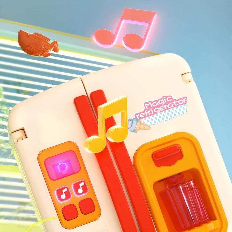 Kids Mini Electric Double Door Refrigerator Simulated Play Pretend Make Food Kitchen Cook Role Toys Boys Girls Gift Accessories